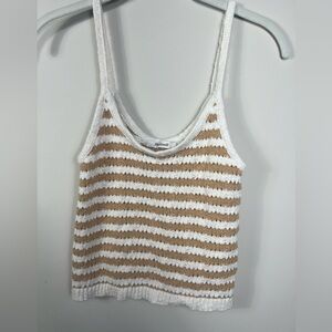 Madewell crocheted tank, white and soft gold, size XS extra small